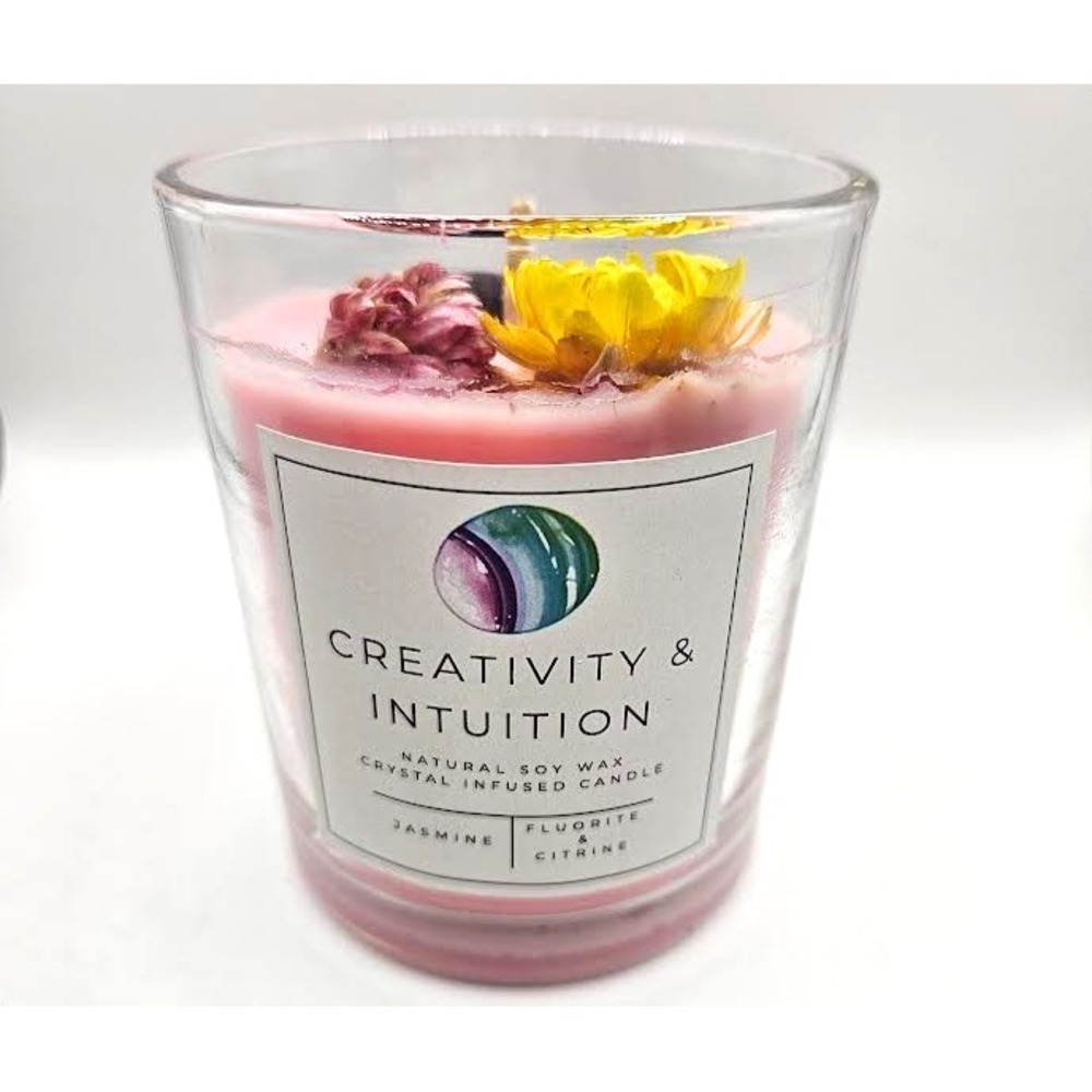 Creativity Intuition‎ Natural Soy Wax Crystal Candle Jasmine Fluorite Citrine